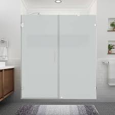 Aston Sdr985fruw Ch 723880 Nautis Xl 71 25 To 72 25 In W X 80 In H Hinged Frameless Shower Door W Ultra Bright Frosted Glass Frame Finish Chrome
