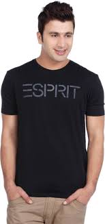 Esprit Printed Mens Round Neck Black T Shirt Buy Black