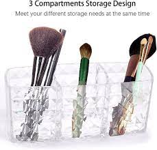 3 slot acrylic cosmetic brushes storage