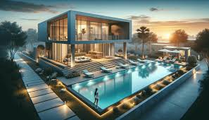 explore modern u shaped house with pool