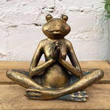 Gold Yoga Frog Toad Home Garden