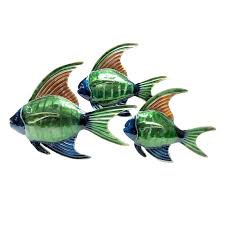 Blue Metal Fish Outdoor Wall Decor