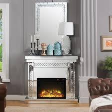 Wood And Mirror Electric Fireplace