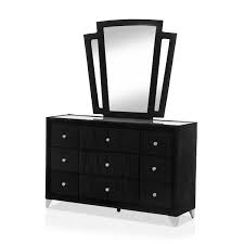 Leventina 9 Drawer Black Dresser With Mirror 78 75 In H X 61 In W X 18 13 In D