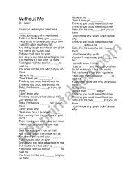 Without me by Halsey - ESL worksheet by ...