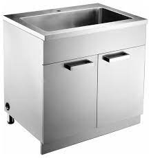 Your kitchen is not complete without the right kitchen sink. Dawn Stainless Steel Sink Base Cabinet Built In Garbage Can And Cutting Board Contemporary Kitchen Sinks By Dawn