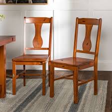The online furniture showroom brought to you by oakfurnituresuperstore.co.uk. Set Of 2 Traditional Distressed Wood Dining Chairs Dark Oak Saracina Home Target