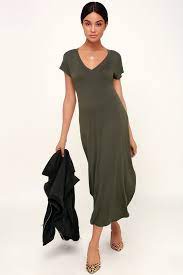 Women's v neck floral maxi dress boho printed adjustable spaghetti strap ethnic beach long dress with pockets. Cute Olive Green Dress T Shirt Dress Green Midi Dress Lulus