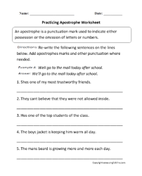 Punctuation Worksheets Apostrophe Worksheets Worksheets Spelling