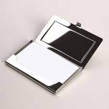Sleek and slim for easier handling and safekeeping, this stainless steel business card holder features a brushed metal polish and can hold up to 10 business cards at a time. Metal Business Card Holders Efabprint Tshirts Personalised Print