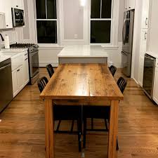 reclaimed oak kitchen island attached