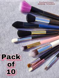 pack of 10 professional makeup brushes