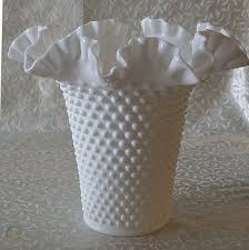 Large Fenton Hobnail Milk Glass Vase