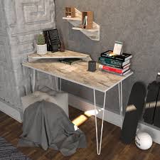 writing desk with wall shelf decorotika