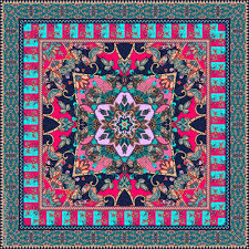 oriental scarf with ornamental border