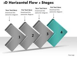 3d Horizontal Flow 4 Stages Visio Flowchart Templates