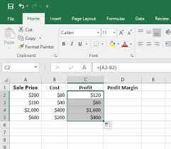 calculate profit margin in excel