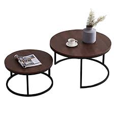 Choosing the right round coffee table can be a challenge. Priti Round Nesting Coffee Tables Set Of 2 Wooden Desktop End Tables For Living Room Modern Side Coffee Table With Solid Metal Frame For Small Space Amazon In Home Kitchen