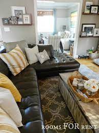 style a dark leather sofa den makeover