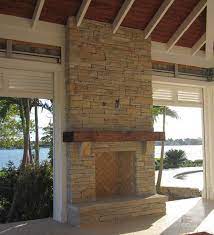 Outdoor Fireplace Limestone And Wood