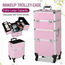 pink aluminum rolling makeup case
