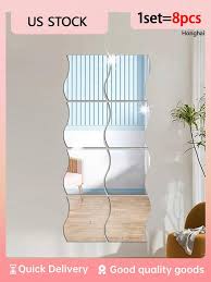 3d Wavy Mirror Wall Stickers 8pcs