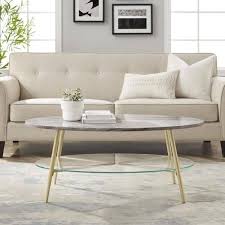 Gold Metal Glam Oval Coffee Table