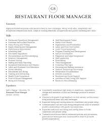 restaurant floor manager resume sle