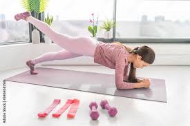 Fit Woman Training Core Exercising Abs