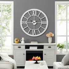 Firstime Co White Big Time Clock American Designed White 40 X 2 X 40 Inches