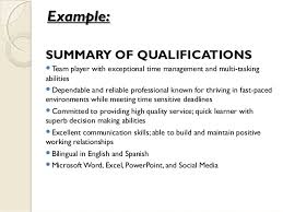 Qualification Sample For Resume Under Fontanacountryinn Com