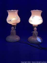 Leviton Pink Glass Lamp With Lady And