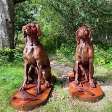 Cast Iron Devoted Dogs Pair Statue