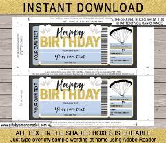birthday skydiving ticket template