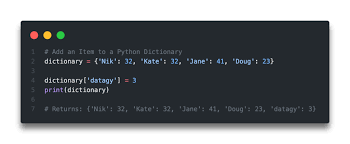 python add key value pair to