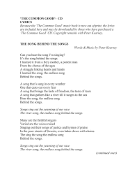 It's a place where all searches end! Lyrics For The Common Good Cd