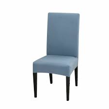 blue grey print slipcover dining chairs
