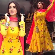 If you want an evening. House Of Worth David Yurman Anarkali Suits Silk Steampunk Geek Yellow Floral Printed In 2020 Kurti Designs Party Wear Designer Anarkali Dresses Indian Designer Outfits