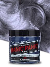 Vibrant blue fantasy hair color ideas are set to dominate popular hairstyles this summer! Amazon Com Manic Panic Blue Steel Hair Color Amplified Semi Permanent Hair Dye Cool Silver Hair Dye With Blue Undertones Vegan Ppd Ammonia Free For Coloring Hair On