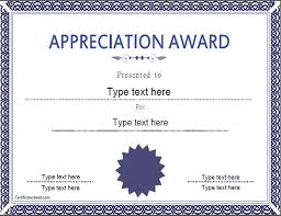 Appreciation Award Certificate Templates Free Award