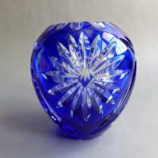 Vintage Blue Lead Crystal Vase From