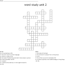 Word Study Unit 2 Crossword Wordmint