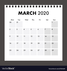 march 2020 calendar with wire band