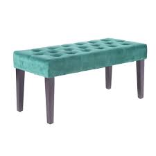 The ottoman is upholstered in fine fabric and completed with button tufting. Bold Tones Velvet Tufted Modern Ottoman Coffee Table Bench Green The Home Depot Canada