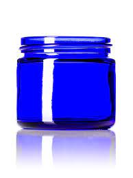 cobalt blue round glass jar 2 oz