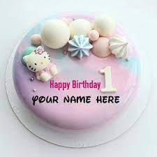 o kitty 1st birthday cake with name