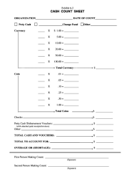 It indicates the deposit date, name and account number of the depositor, and the monetary amount to be. Cash Count Sheet Fill Online Printable Fillable Blank Pdffiller