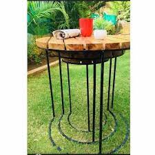 Polished Round Wooden Nesting Table
