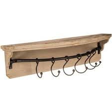 Gray Wood Shelf With Metal Arch Hooks