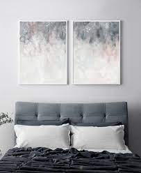 Pink Grey Wall Art Bedroom Print Set